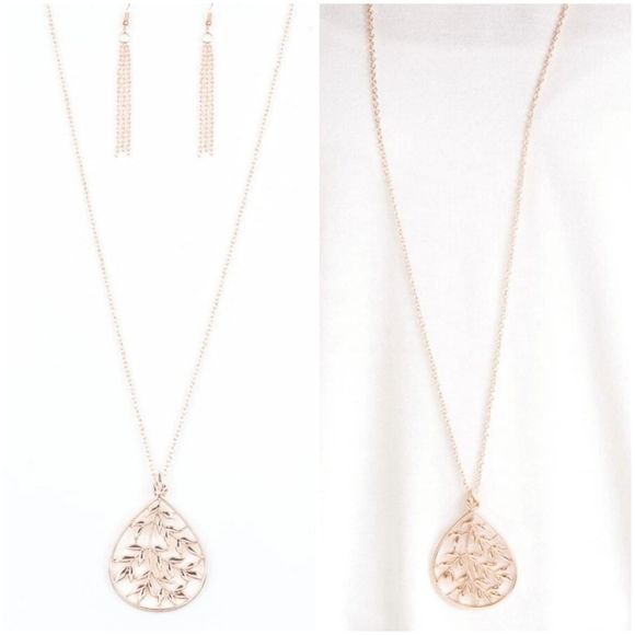BOUGH DOWN ROSE GOLD NECKLACE/EARRING SET